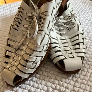 Sam Edelman White Braided Leather Flats.